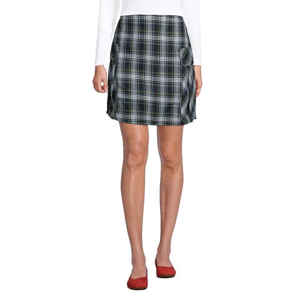 Lands' End Women's School Uniform ATK Plaid Side Pleated Skort, UN2, NWT